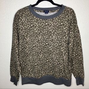 Splendid Leopard Print Crewneck Pullover M
